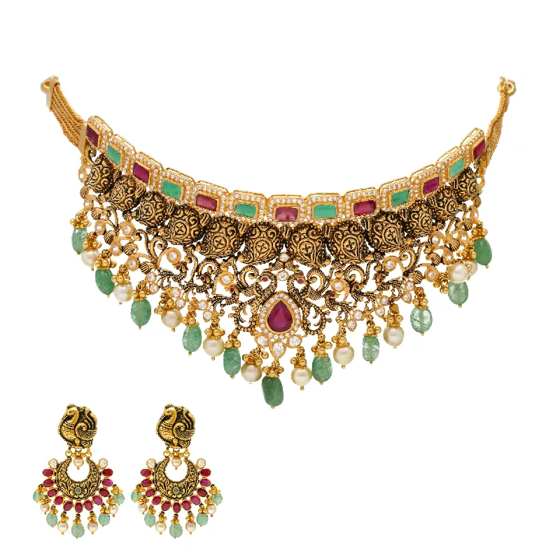 dainty ruby stacking rings 22K Antique Gold Choker Set with Gemstones & Pearls (98 grams) dainty ruby stacking rings 22K Antique Gold Choker Set with Gemstones & Pearls (98 grams)