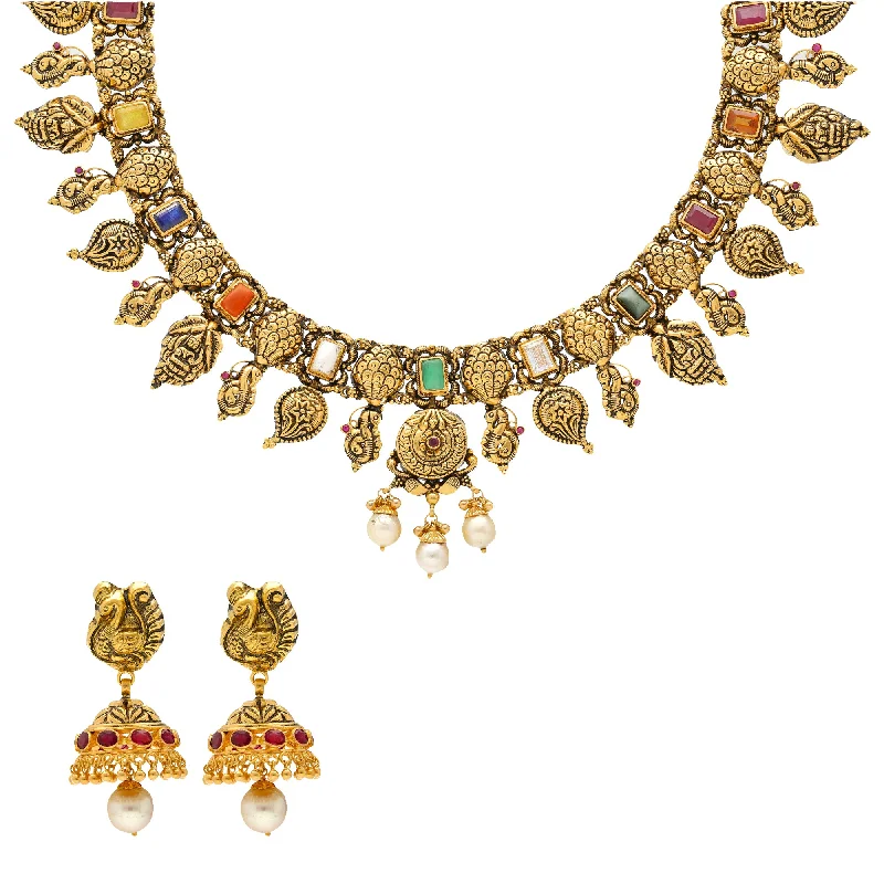 cute cat charm bracelet 22k Antique Gold Navranta Jewelry Set with Gemstones (58.7 grams) cute cat charm bracelet 22k Antique Gold Navranta Jewelry Set with Gemstones (58.7 grams)