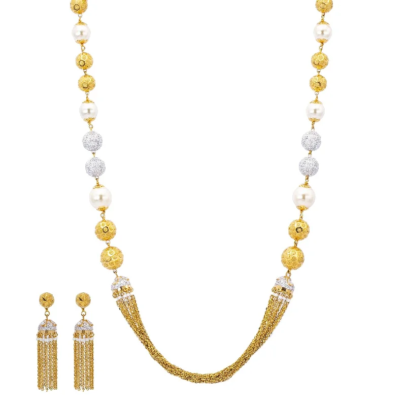 rose gold infinity bracelet 22K Gold & Pearl Glamourous Jewelry Set