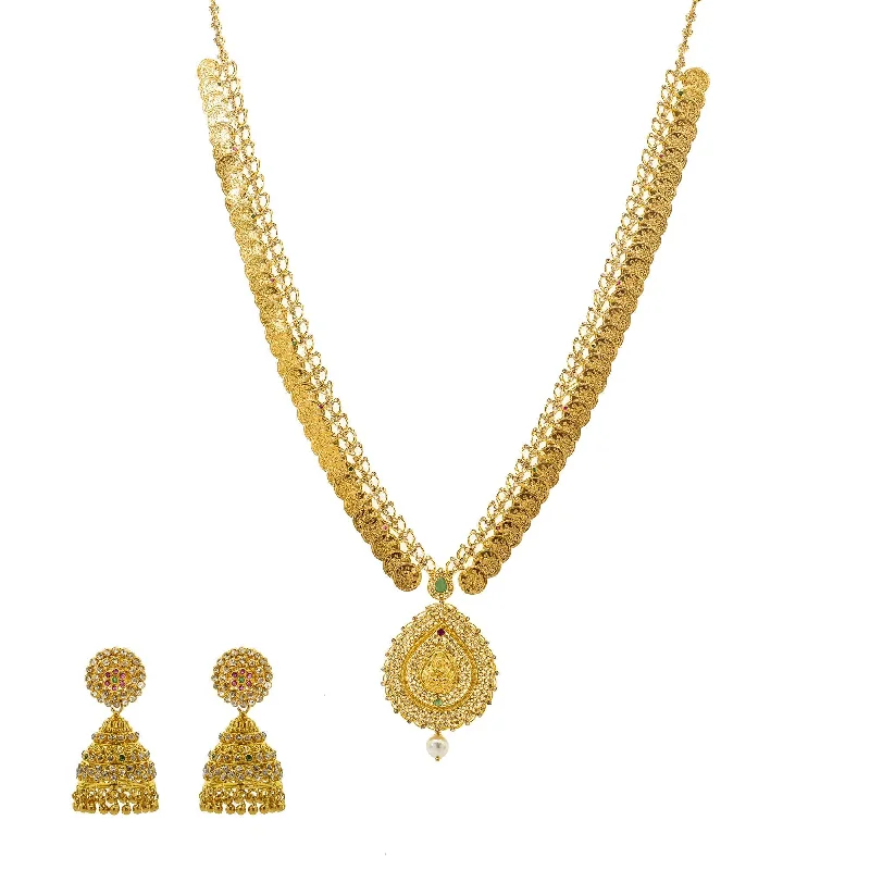 personalized photo locket necklace 22K Gold & Uncut Diamond Kasu Necklace Set