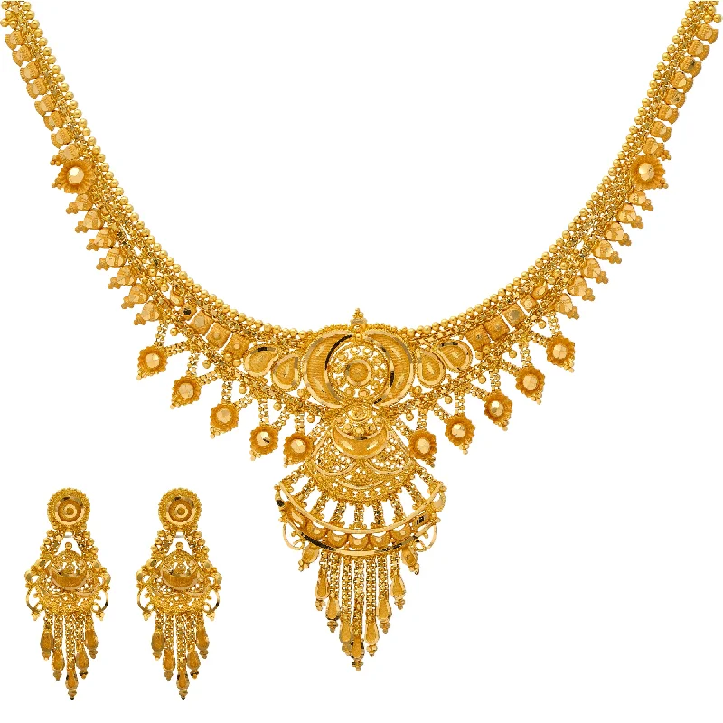 handcrafted sterling silver necklace 22K Yellow Gold Banita Necklace Set