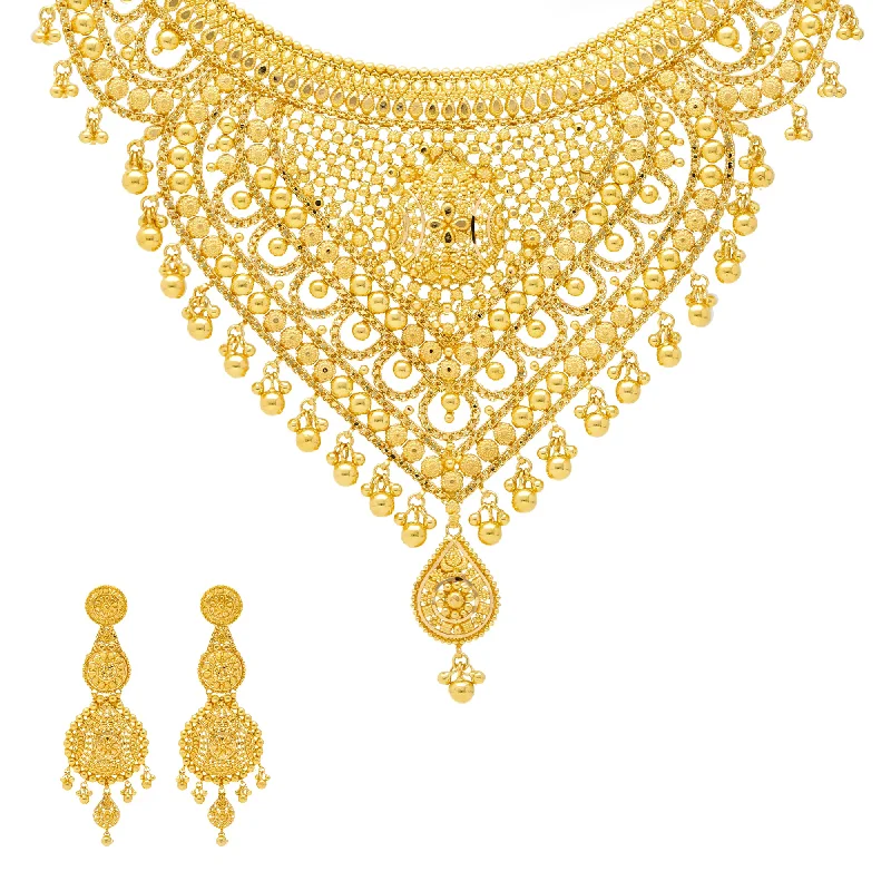 adjustable moon phase bracelet 22K Yellow Gold Beaded Jewelry Set (100.5gm)