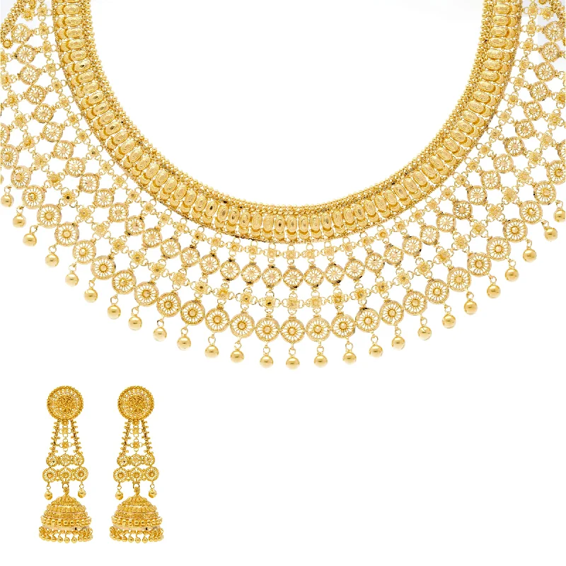 rose gold initial pendant necklace 22K Yellow Gold Beaded Jewelry Set (110.6gm)
