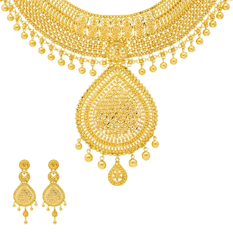 handmade wooden bead necklace 22K Yellow Gold Beaded Jewelry Set (118.1gm)