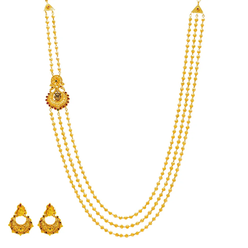 minimalist crystal quartz ring 22K Yellow Gold Beaded Temple Jewelry Set