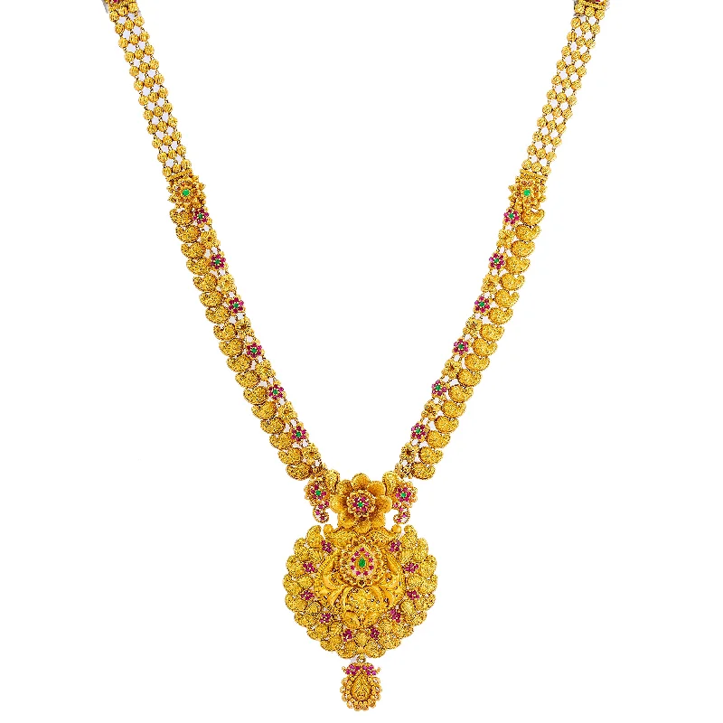 dainty rose gold anklet 22K Yellow Gold Ishita Necklace w/ Gehru Finish (83 grams)