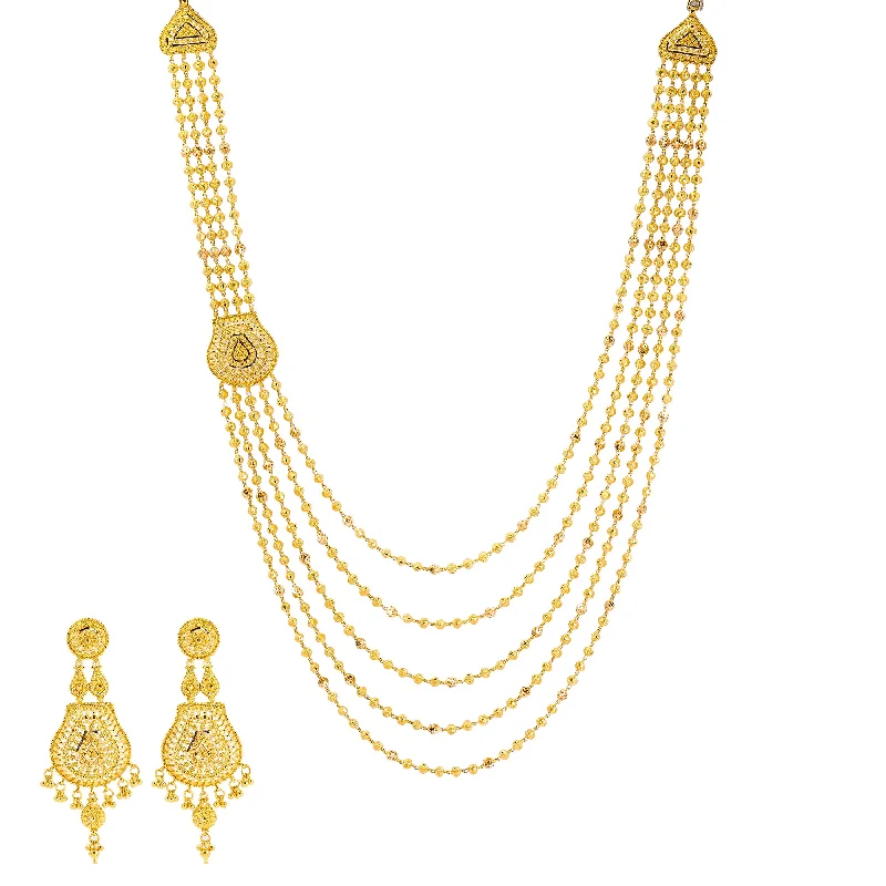 delicate angel wings necklace 22k Yellow Gold Layered Necklace & Beaded Jewelry Set