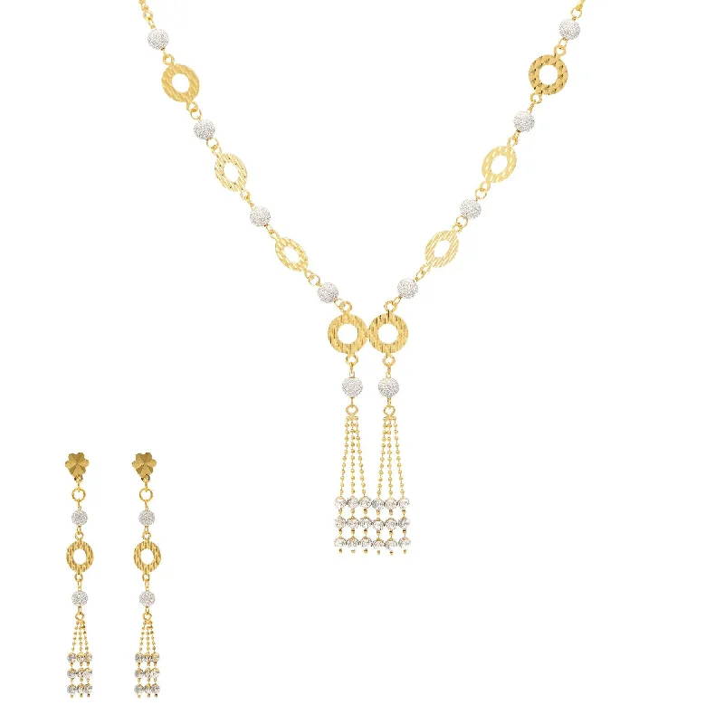 butterfly pendant necklace delicate 22K Yellow & White Gold Donna Jewelry Set