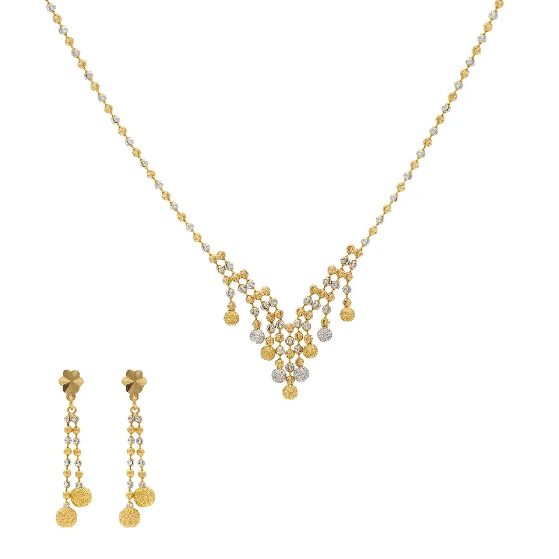 heart pendant necklace gold 22K Yellow & White Gold Sophia Jewelry Set