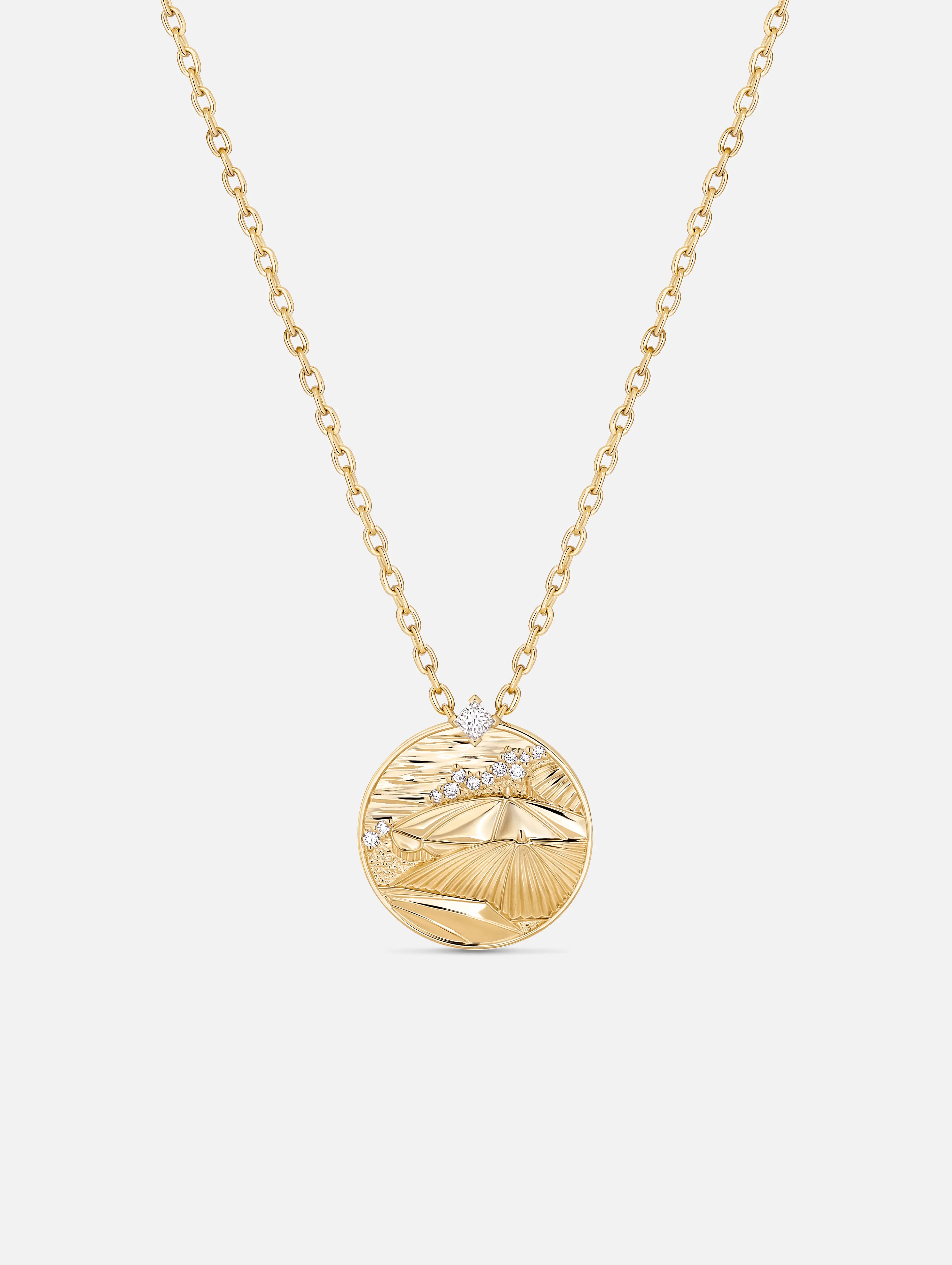 silver wave ring dainty Cannes Medallion in Yellow Gold