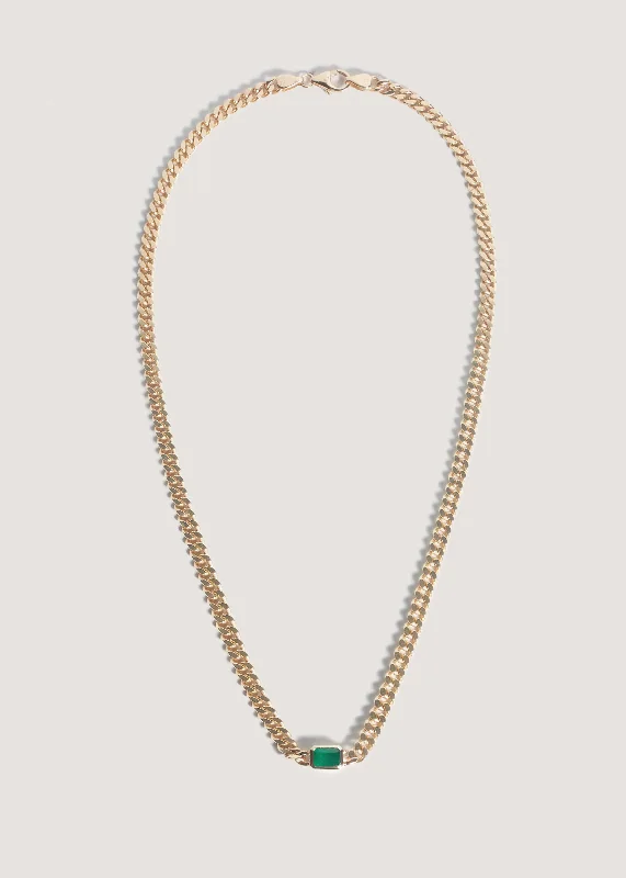 raw amethyst ring silver Capri Curb Chain Necklace Emerald