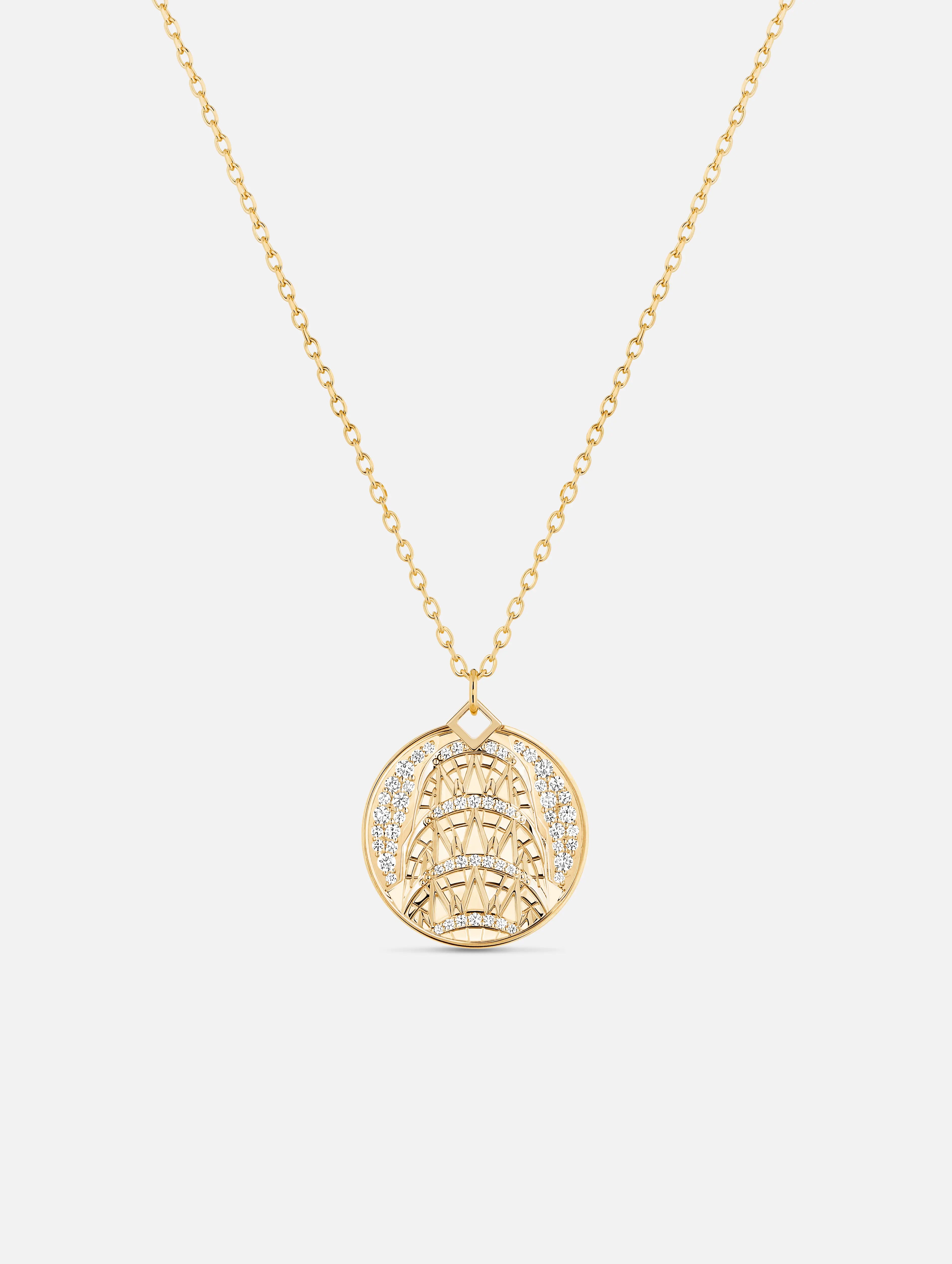 bold statement ring chunky Chrysler Medallion in Yellow Gold