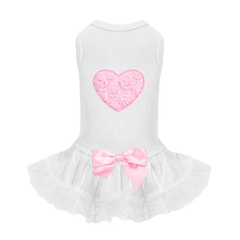 Lacey Puff Heart Dog Dress: Pink