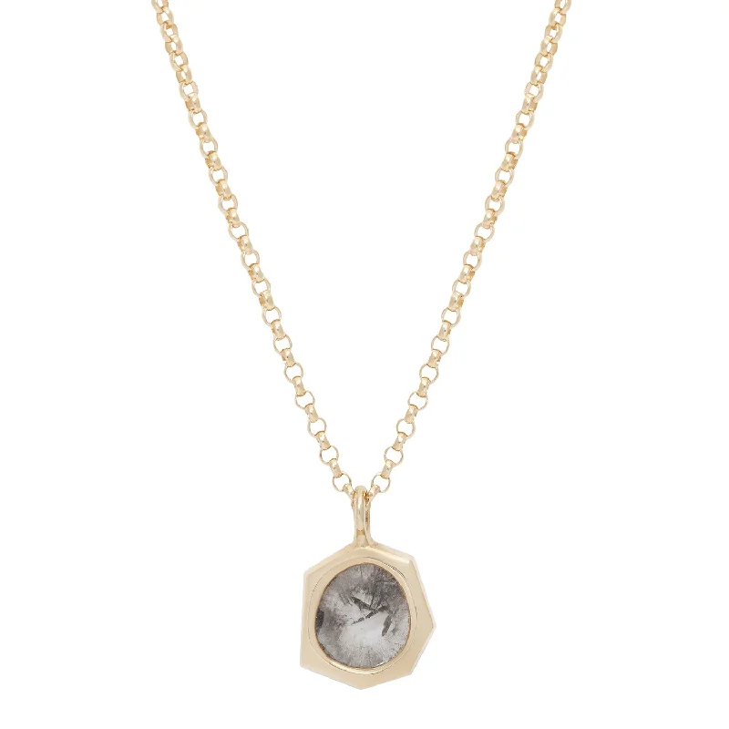 dainty gold chain ring Diamond Slice Geo Necklace