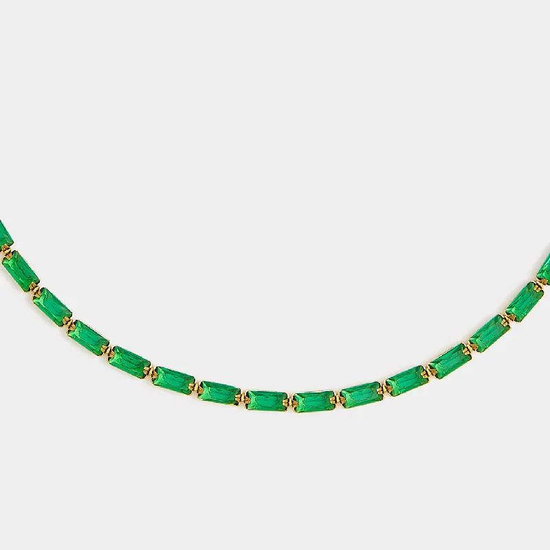 sparkling diamond drop earrings Duomo Emerald Green Necklace