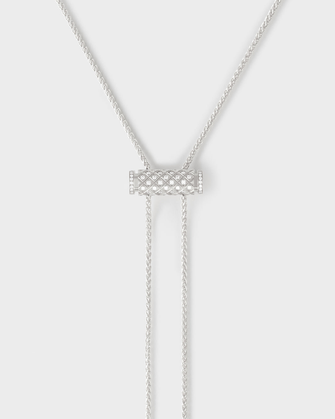 handmade gemstone anklet boho Diamond Latch Pendant on GM Chain in White Gold