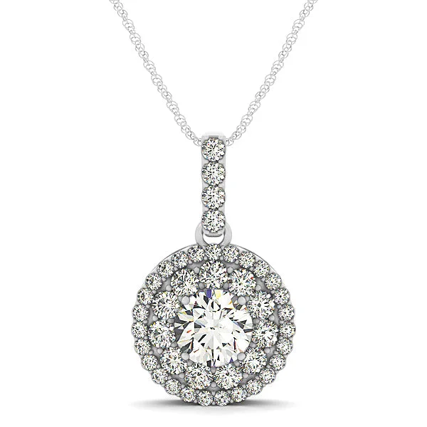 crystal-studded gold ring Halo Diamond Pendant