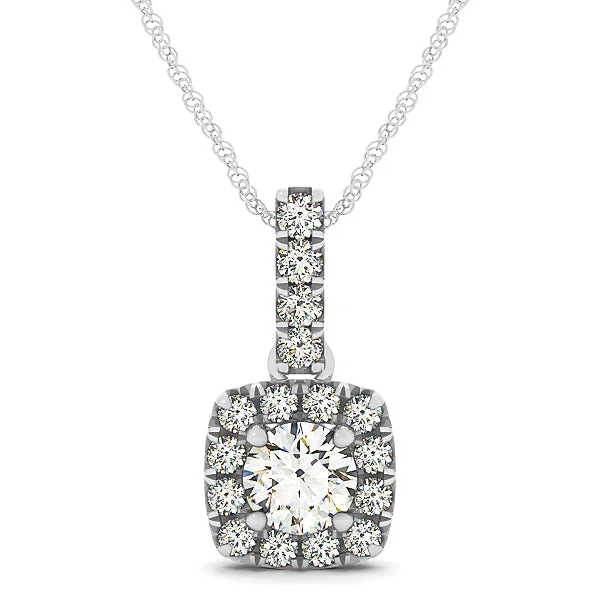 sapphire princess cut ring Halo Diamond Pendant