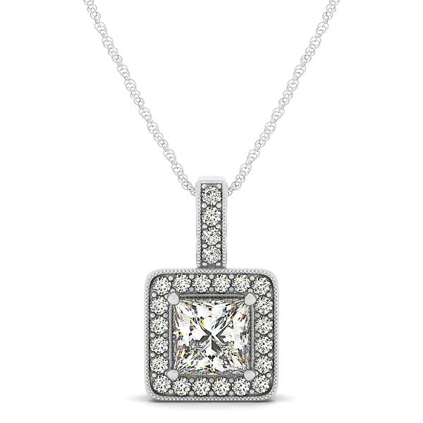 handcrafted gemstone pendant Halo Diamond Pendant