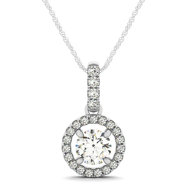 vintage-inspired moonstone necklace Halo Diamond Pendant
