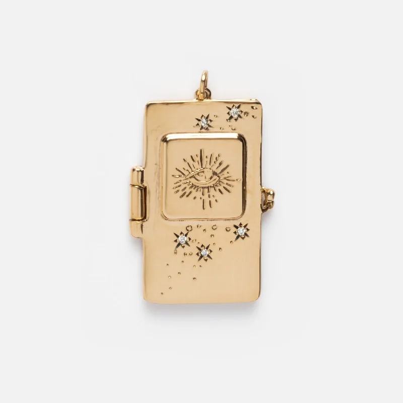 minimalist sapphire drop necklace Illuminated Book Locket Charm