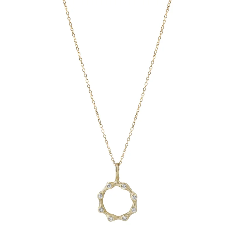 tiny gold huggie hoops Circle Diamond Reef Pendant