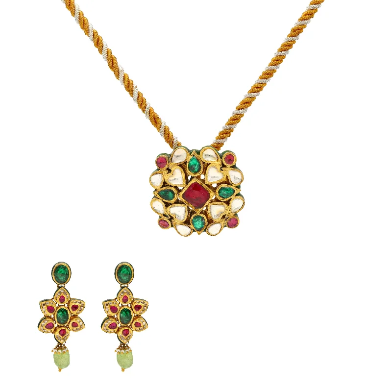 celestial galaxy planet necklace Kundan Pendant Set in 22K Yellow Gold (40.2gm)