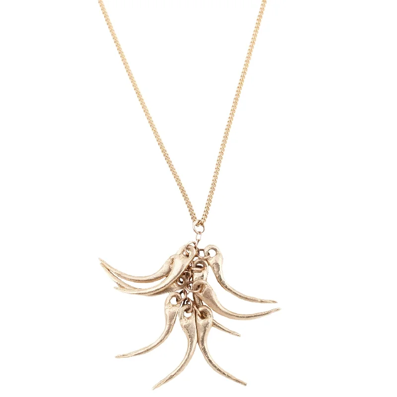 emerald-cut aquamarine necklace Gold Snake Fang Necklace