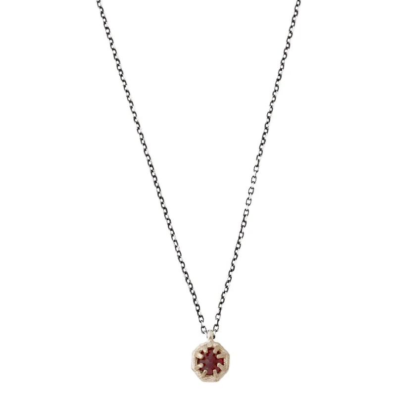 layered pearl choker necklace Small Ruby Octagon Necklace