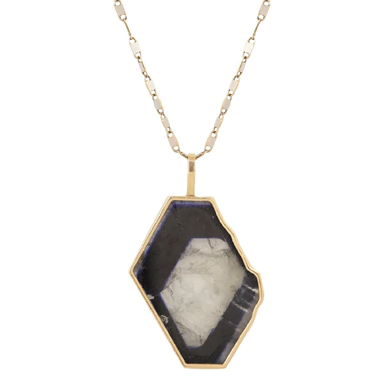 classic gemstone stud earrings Blue Sapphire Slice Necklace