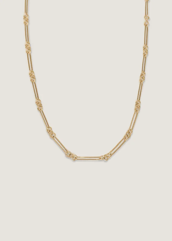 solid gold stacking rings set Mixed Link Chain Necklace