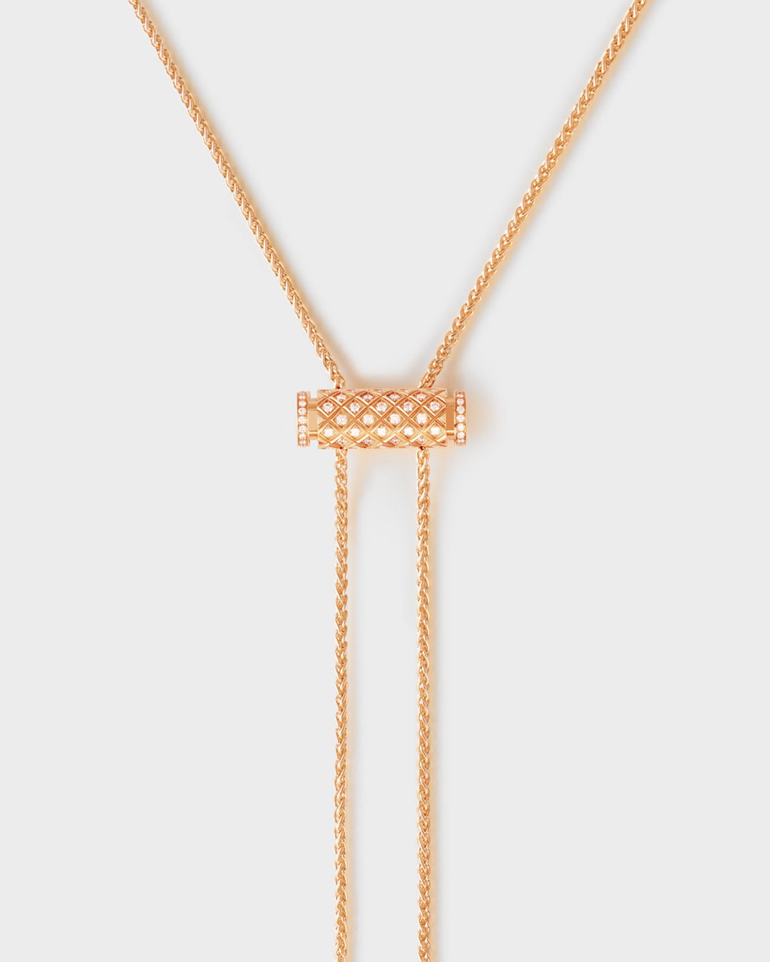 dainty snake ring gold Diamond Latch Pendant on GM Chain in Rose Gold