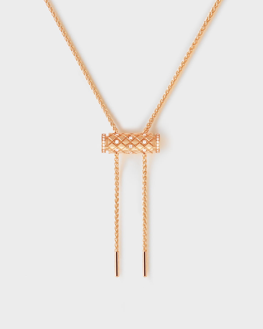 chunky silver hoop earrings Semi-Paved Latch Pendant on MM Chain in Rose Gold