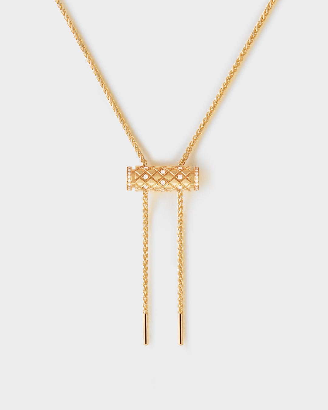 art deco diamond bracelet Semi-Paved Latch Pendant on MM Chain in Yellow Gold
