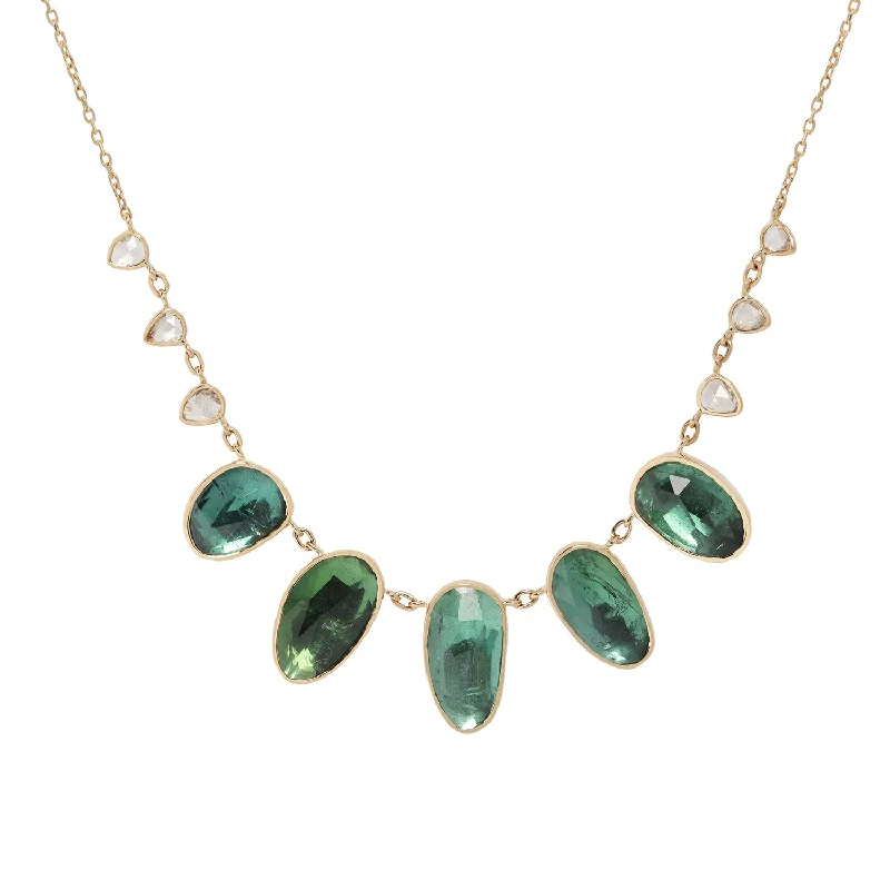 minimalist rose gold bracelet Multi Green Tourmaline & Diamond Necklace