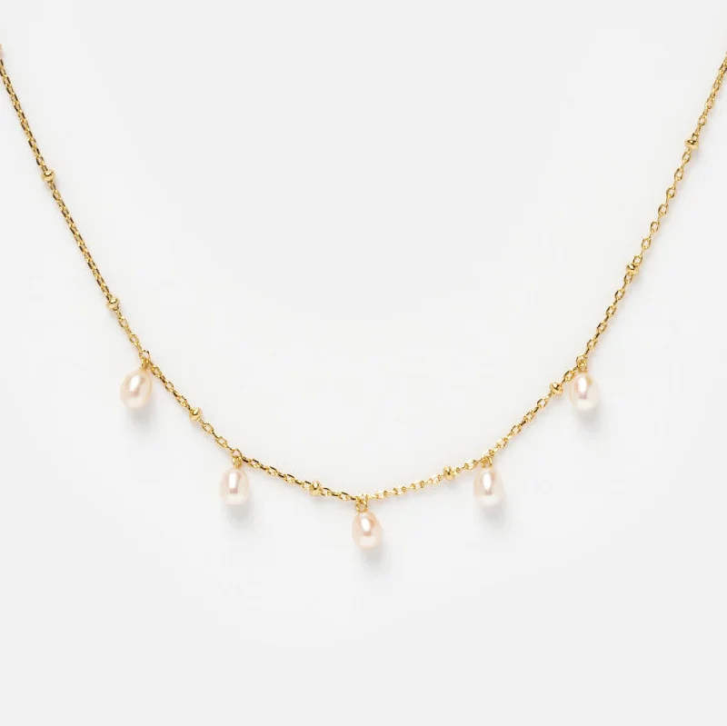 celestial crescent moon bracelet Pearl Sprinkle Necklace