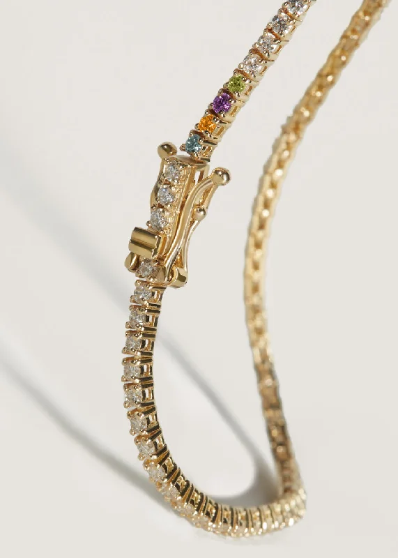 gold engagement ring vintage Petite Diana Tennis Necklace Birthstones Yellow Gold