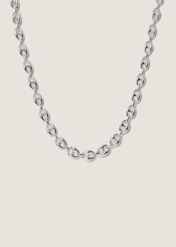 unique gemstone cocktail ring Puffed Mariner Chain Necklace Silver