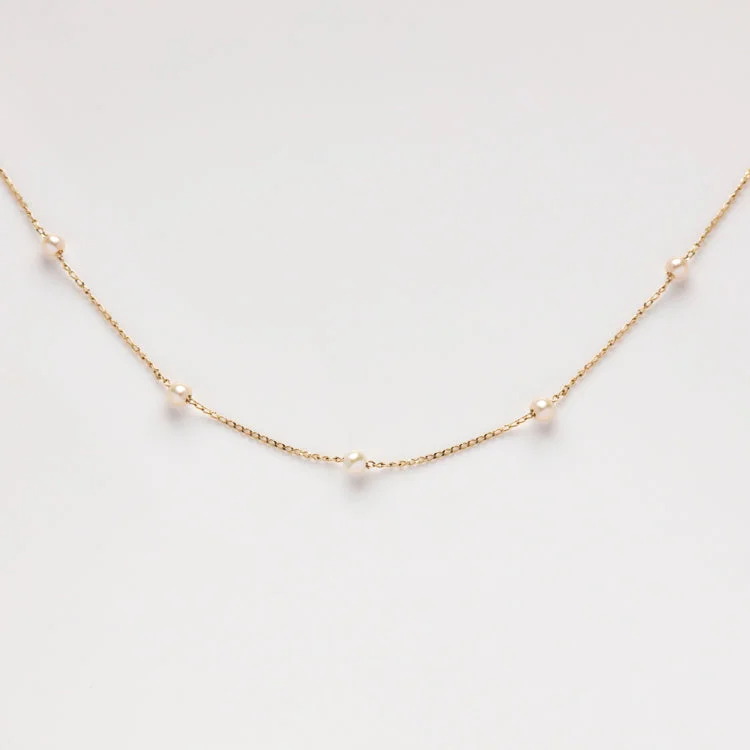 snake chain bracelet gold Solid Gold Delicate Pearl Chain Necklace