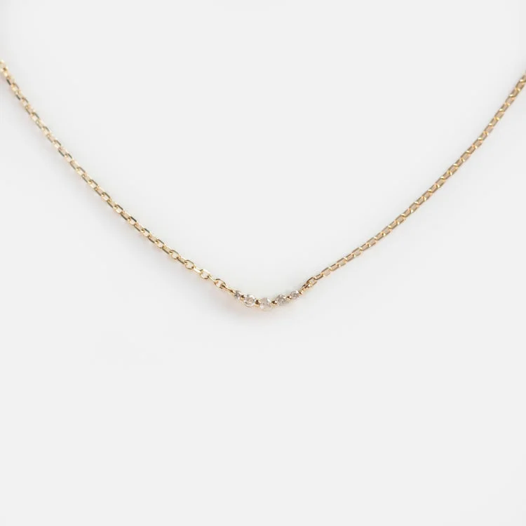 unique gemstone necklace handmade Solid Gold Diamond Arc Necklace