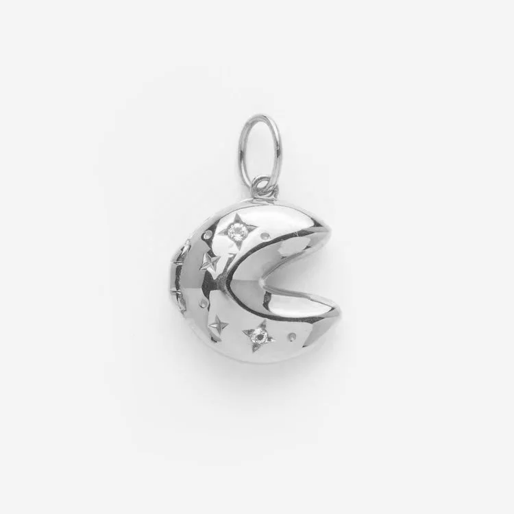 handmade resin flower earrings Solid Gold Locket Charm in White Gold