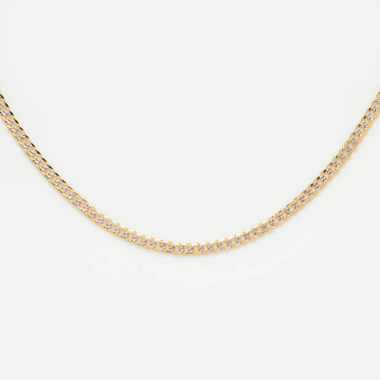 personalized couples ring engraved Solid Gold Mixed Metal Curb Chain Necklace