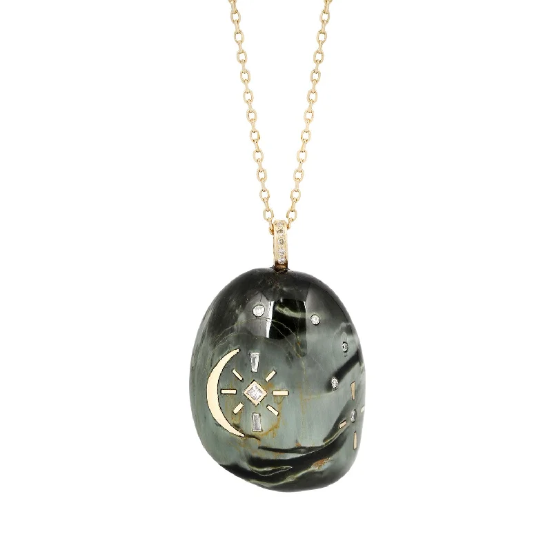 cubic zirconia eternity necklace Sun & Moon Cat's Eye Necklace