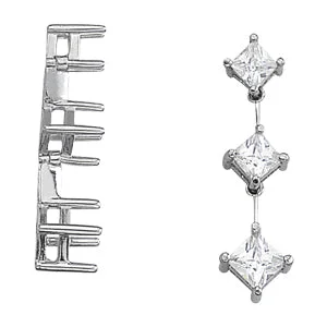 rose gold cartilage barbell Three Stone Diamond Pendant
