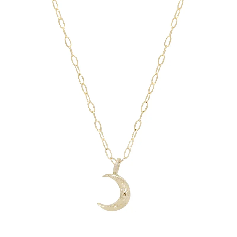 classic diamond solitaire earrings Tiny Gold Crescent Moon Necklace
