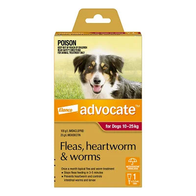 ADVOCATE DOG BAYER 10-25KG LARGE 1'S RED