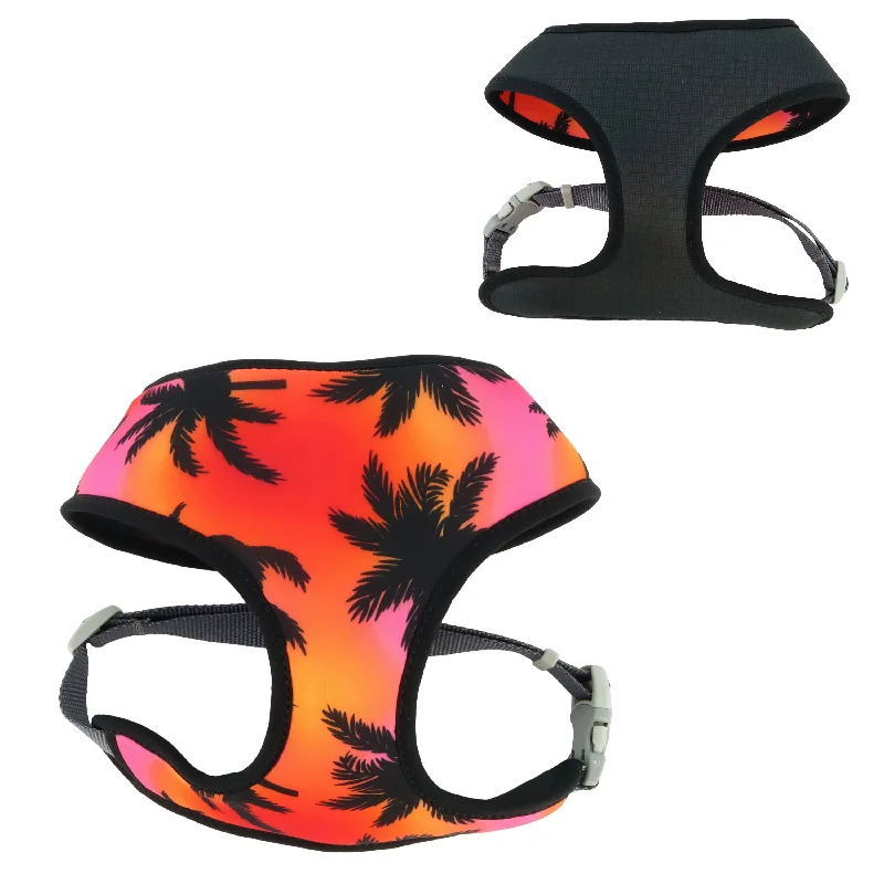 Coastal Pet Products Sublime Reversible Dog Harness, Sunset Palms with Black Grid