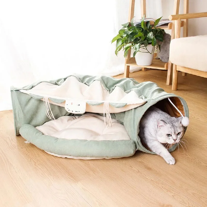 Foldable Cat Tunnel, Cat Villa Detachable Bed