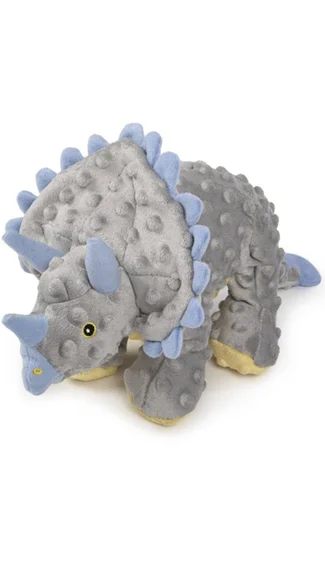 goDog Dog Toy: Dino Triceratops (Gray)