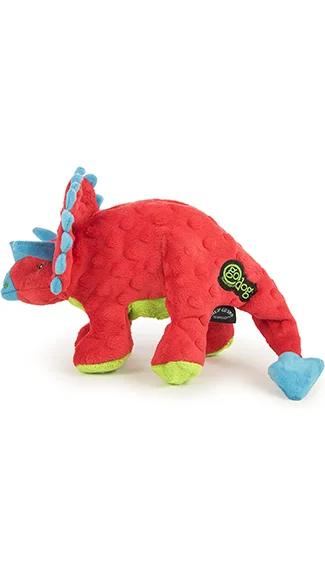 goDog Dog Toy: Dino Triceratops (Red)